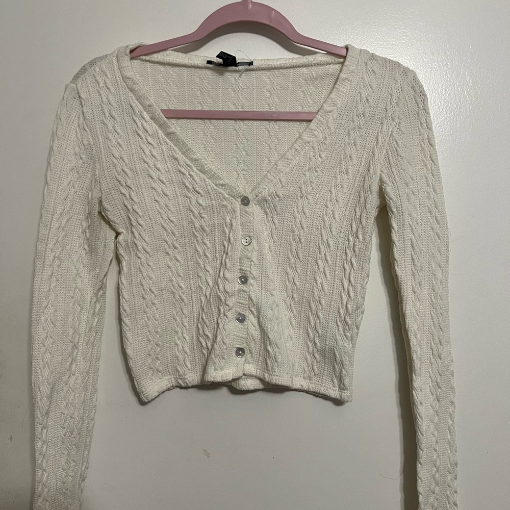 Forever 21 Cream Button-Up Cardigan